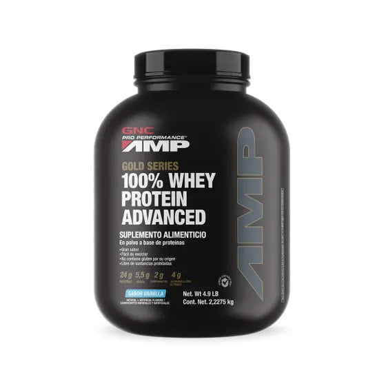 Gold 100% Whey Advanced Proteína de suero de leche Pro Performance AMP Vainilla 4.9 Libras