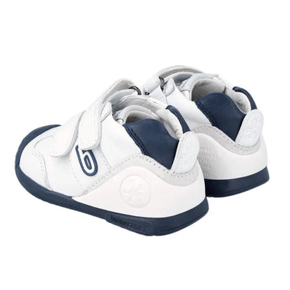 Tenis Biomecanics blanco y azul con velcro para bebé
